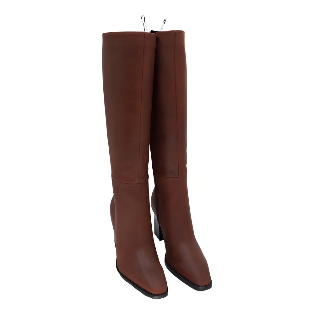 Nine West Zazz Tall Leather Boots Cognac Natural Brown Size 9M